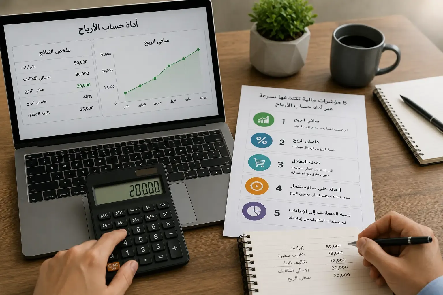 5 مؤشرات مالية تكتشفها بسرعة عبر أداة حساب الأرباح