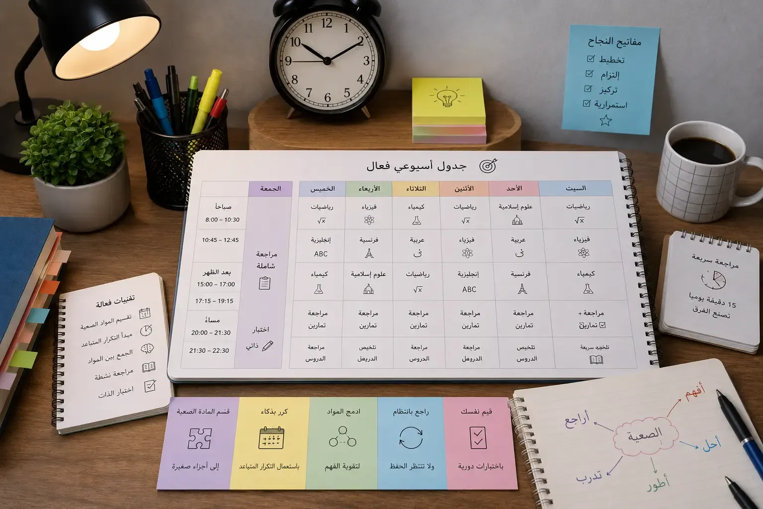 تقنيات توزيع المواد الصعبة داخل جدول أسبوعي فعال